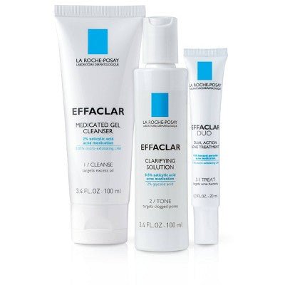 La Roche Posay Effaclar Dermatological Acne Treatment 3-Step System Kit Medicated Gel Cleanser 7.5 fl oz - Imperfect Box