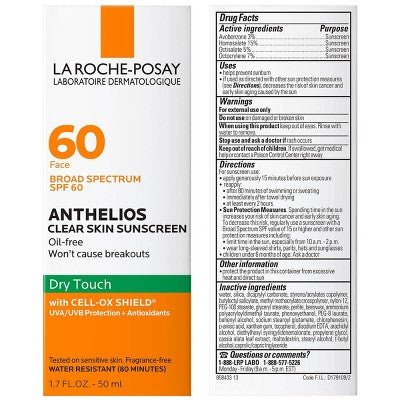 La Roche Posay Anthelios Clear Skin Dry Touch Face Sunscreen SPF 60 1.7 fl oz - Imperfect Box