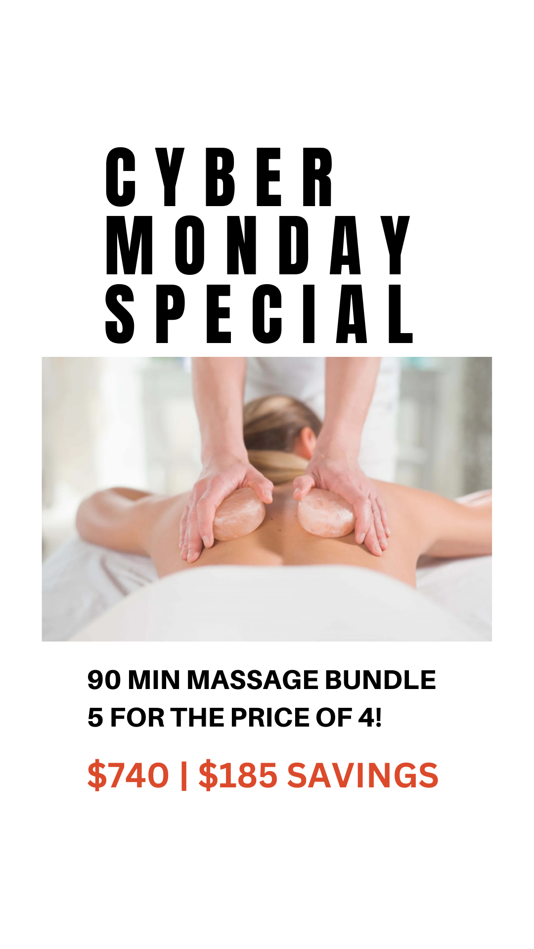 Cyber Monday 5 PACK | 90 Minute Massages