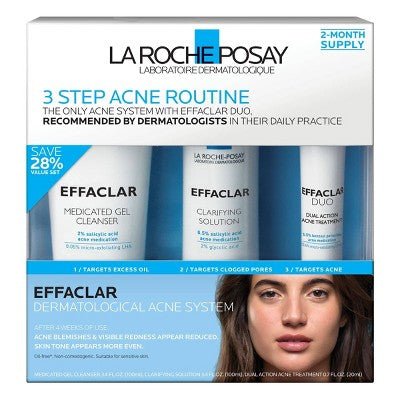 La Roche Posay Effaclar Dermatological Acne Treatment 3-Step System Kit Medicated Gel Cleanser 7.5 fl oz - Imperfect Box